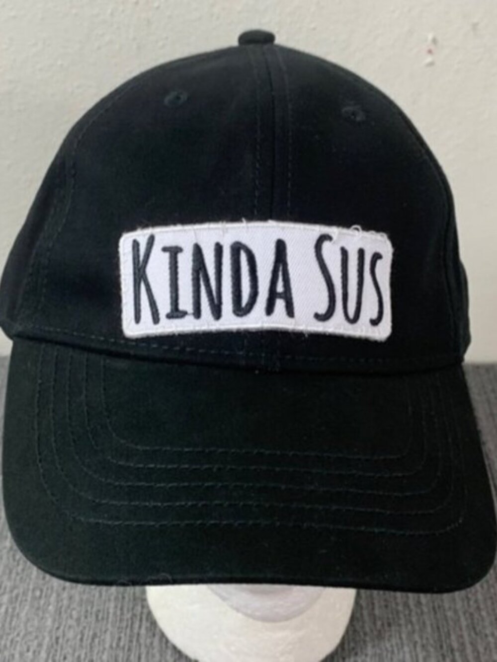 Kinda Sus Baseball Hat Strapback Cap Unisex OSFM Adjustable Black White